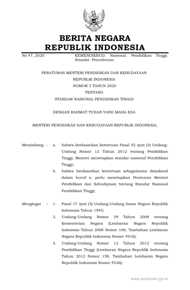 1) Permendikbud Nomor 3 Tahun 2020 tentang Standar Nasional Pendidikan Tinggi_001_11zon