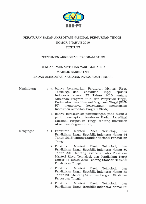 (2) Peraturan Badan Akreditasi Nasional Perguruan Tinggi No 5 Tahun 2019_001_11zon