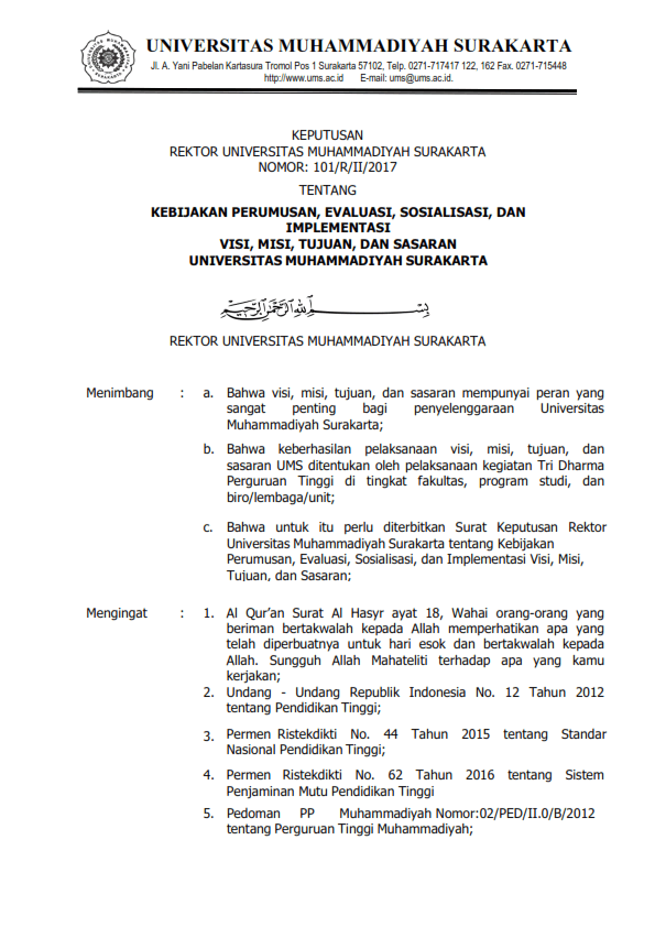 (5) SK Rektor tentang Kebijakan Perumusan, Evaluasi, Sosialisasi, dan Implementasi VMTS UMS_001_11zon